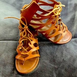 Rampage Tan Lace-Up Gladiator Sandals